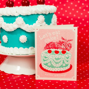 Bromstad Printing Greeting Card - Let's Eat Cake Cat