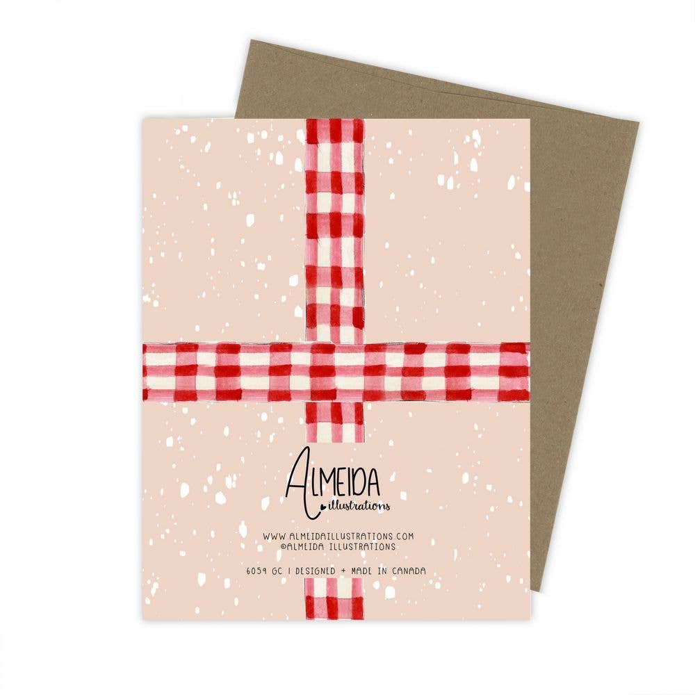 Greeting Card - Red Gingham Bow