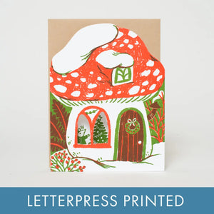 Egg Press Greeting Card - Merry Mushroom House