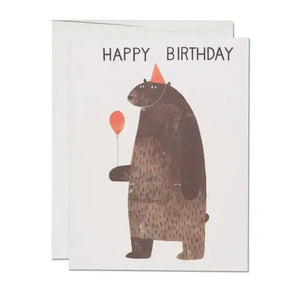 Red Cap Cards Greeting Card - Party Bear