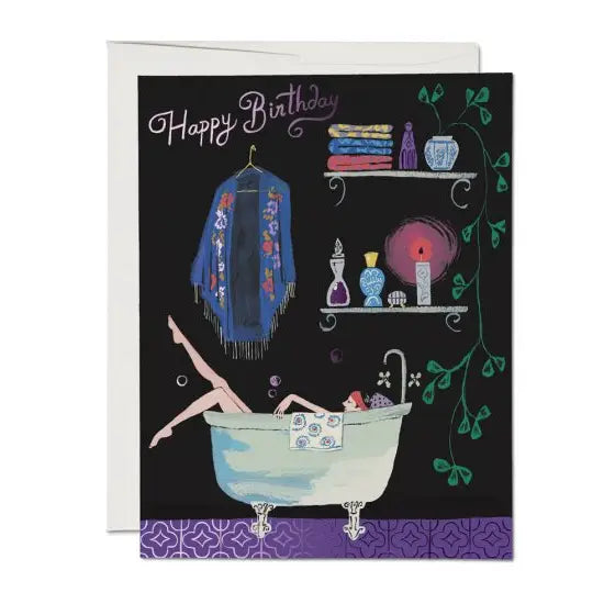 Red Cap Cards Greeting Card - Bathtub Birthday