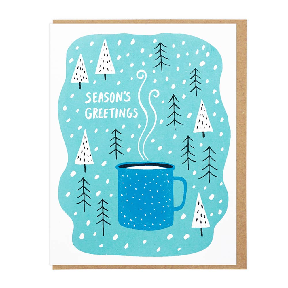 Lucky Horse Press Greeting Card - Season's Greetings Enamel Cup