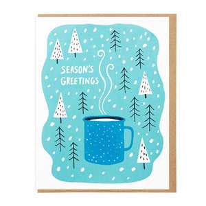 Lucky Horse Press Greeting Card - Season's Greetings Enamel Cup