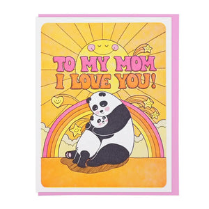 Lucky Horse Press Greeting Card - Love You Mom Pandas