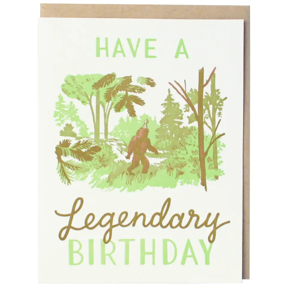 Smudge Ink Greeting Card - Legendary Sasquatch Birthday