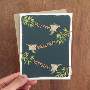 Yeppie Paper Greeting Card - Flying Squirrel Congrats