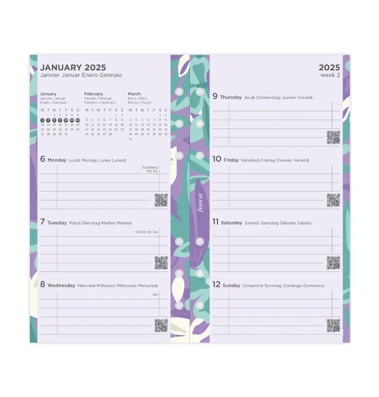 2025 Filofax Refill - Personal Week On Two Pages, Floral