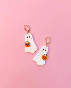 Trick or Treat Ghosts Halloween Earrings | Polymer Clay