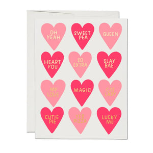 Red Cap Cards Greeting Card - Conversation Hearts