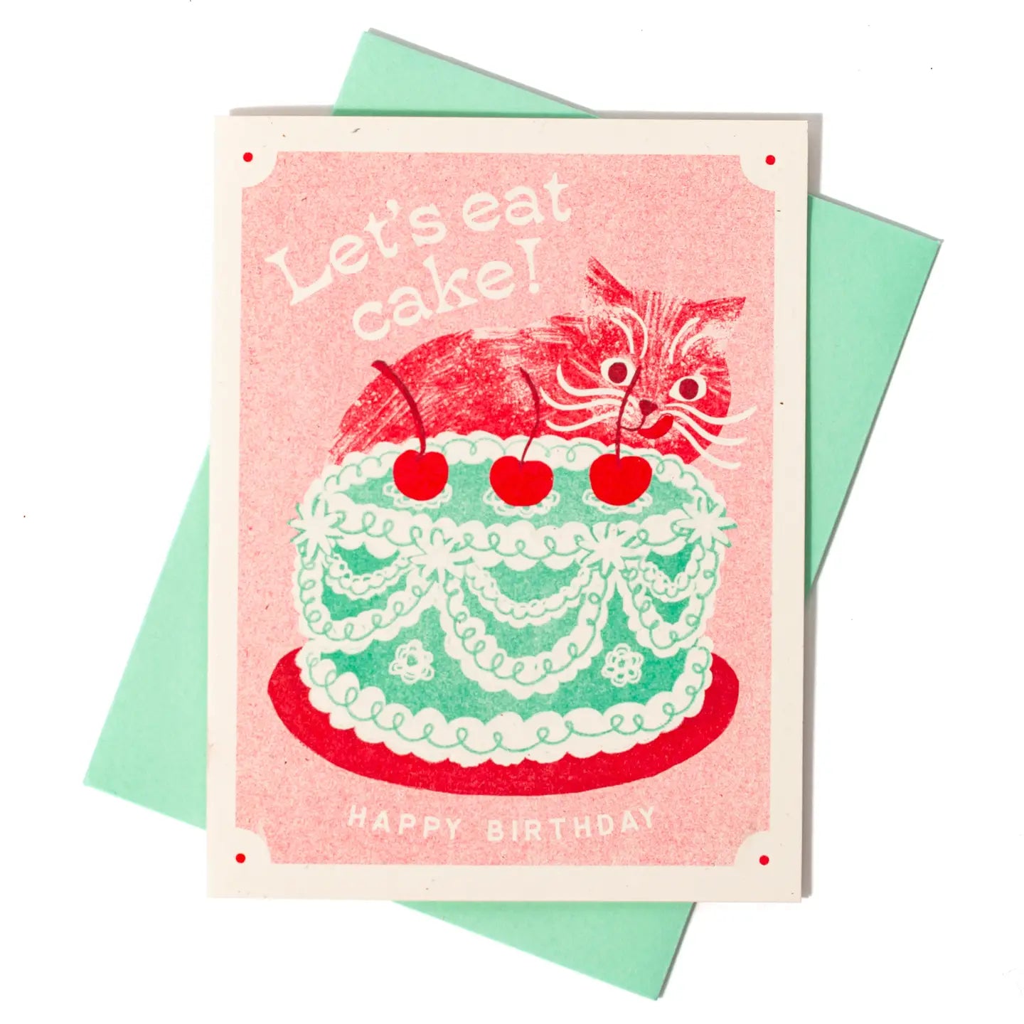 Bromstad Printing Greeting Card - Let's Eat Cake Cat