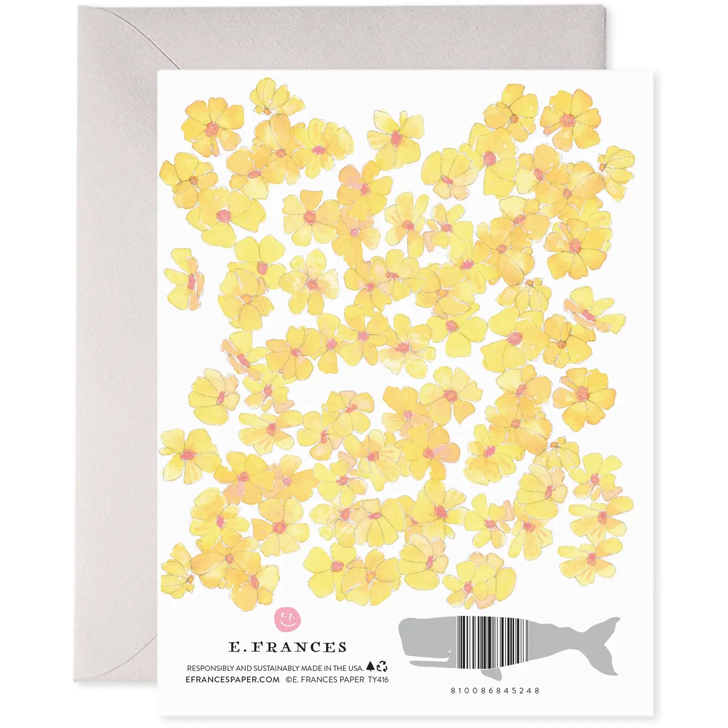 E Frances Greeting Card - Thank You Yellow Flowers