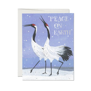 Red Cap Cards Greeting Card - Snow Crane