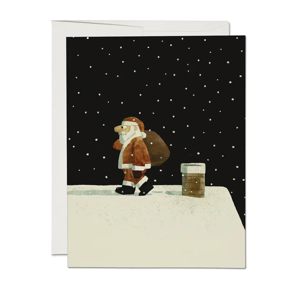 Red Cap Cards Greeting Card - Up On The Housetop