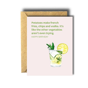 Bee Unique Greeting Card - Funny Cocktail / Potatoes Birthday Cards