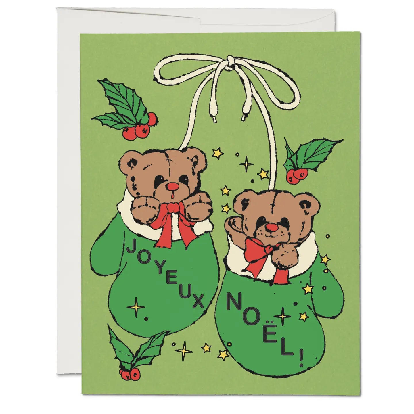 Red Cap Cards Greeting Card - Mitten Bears