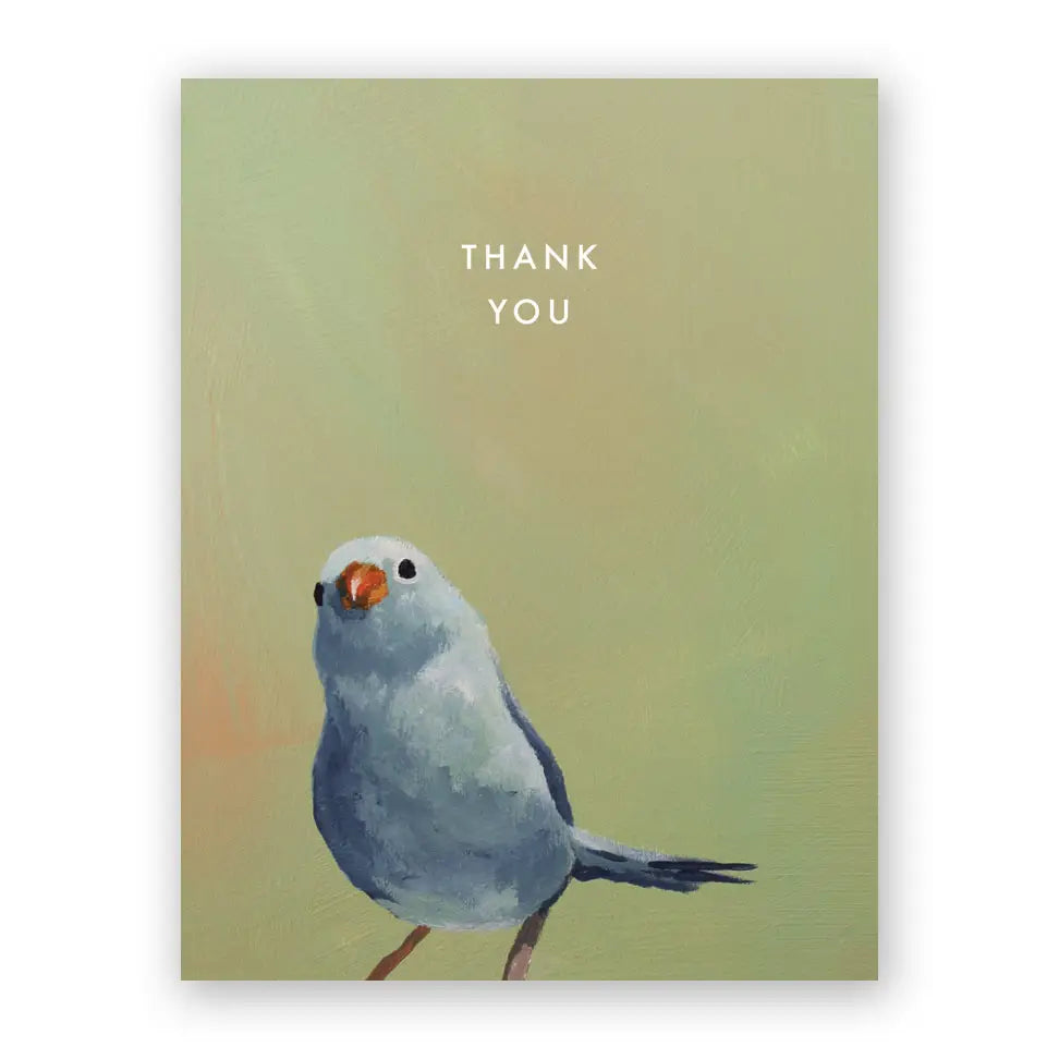 Mincing Mockingbird Greeting Card - Blue Bird Thank You