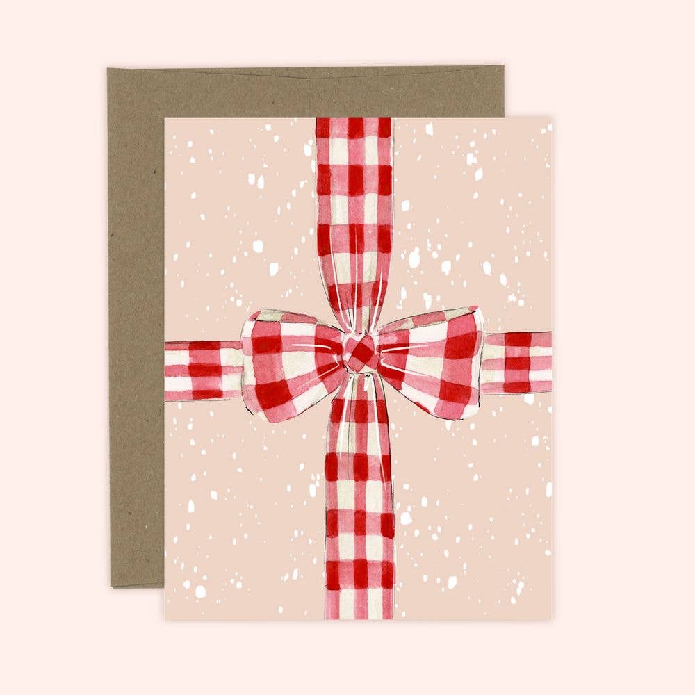 Greeting Card - Red Gingham Bow