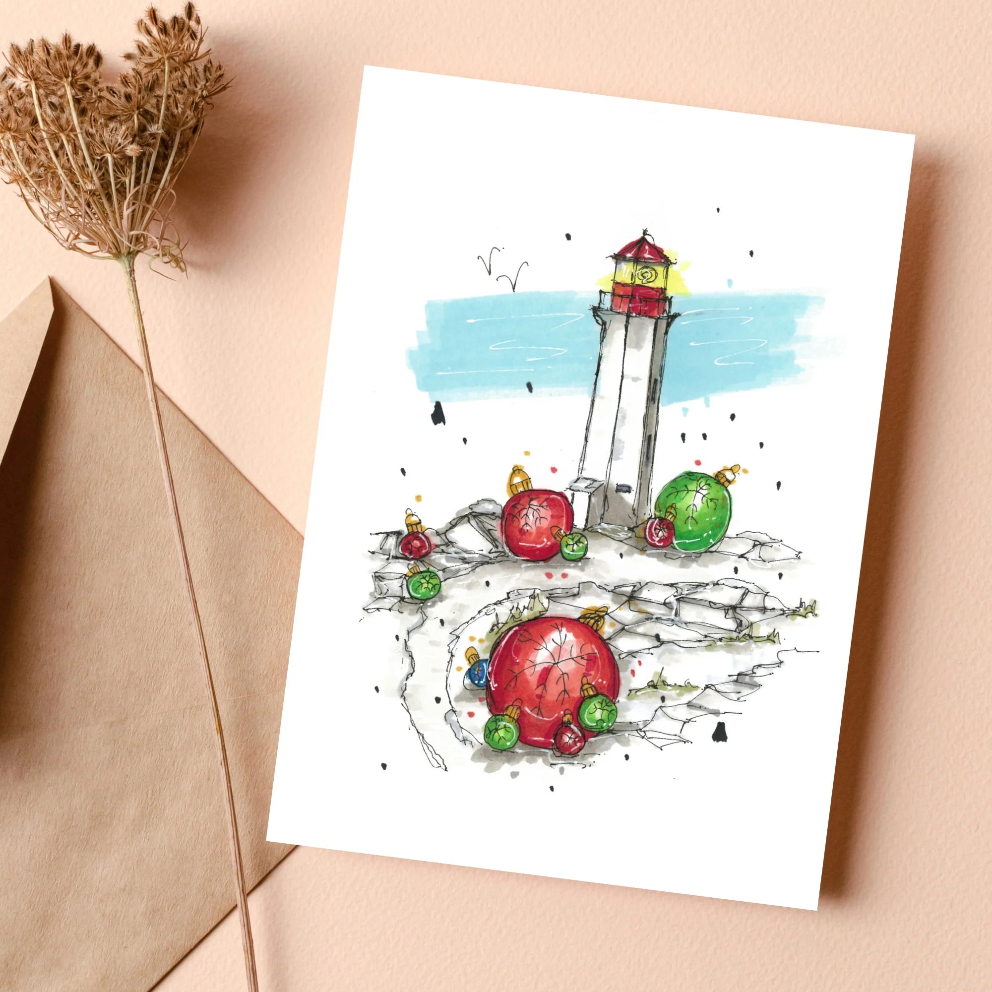 Downtown Sketcher Greeting Card - Peggy's Cove Baubles