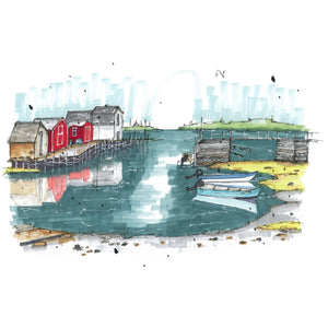 Downtown Sketcher Greeting Card - Blue Rocks Reflection