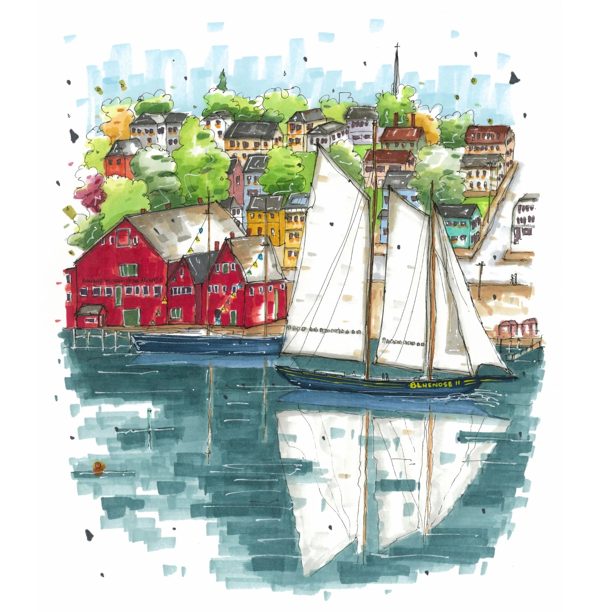 Downtown Sketcher Art Print - Bluenose II 8"x10"