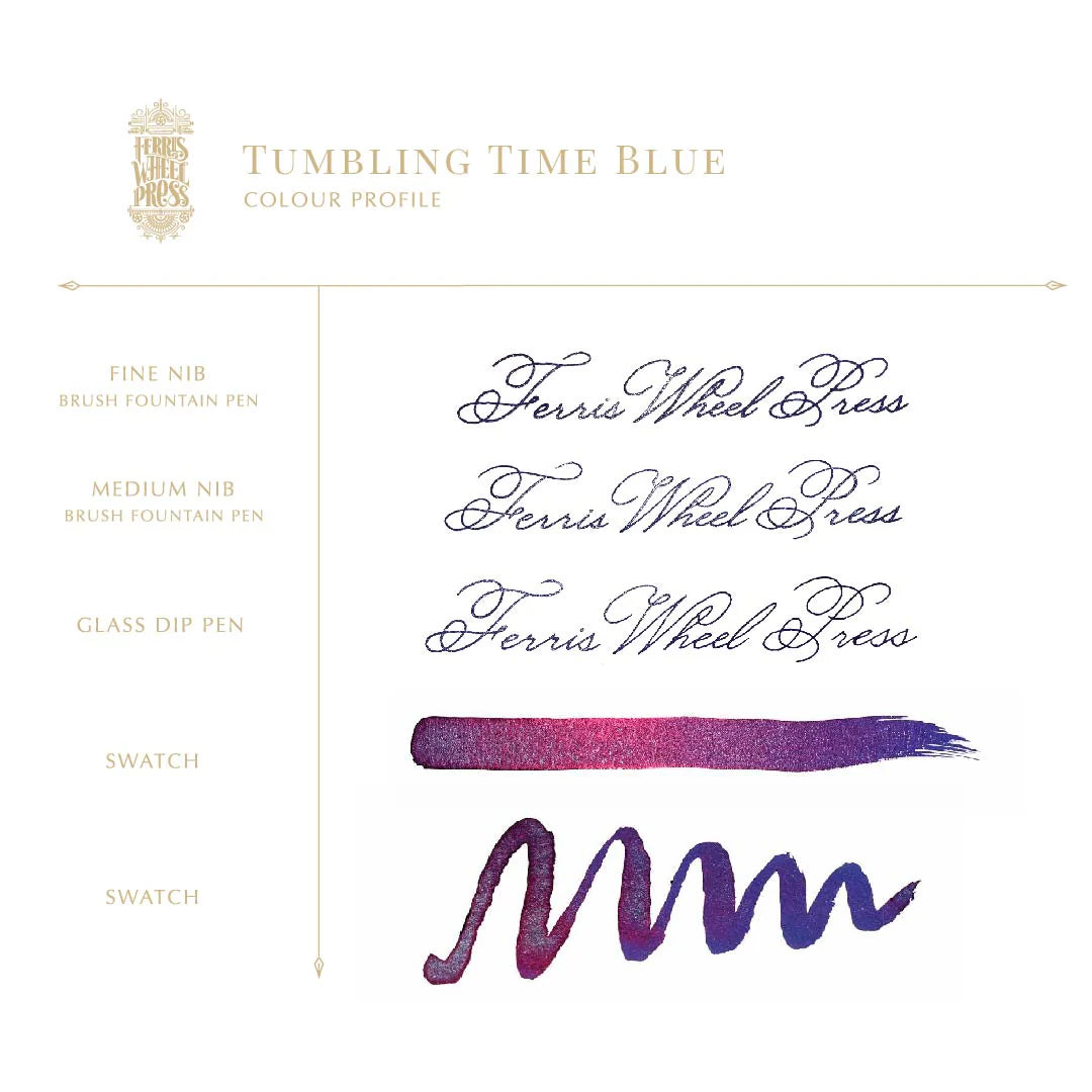 Ferris Wheel Press Bottled Ink - Down The Rabbit Hole, Tumbling Time Blue 20ml