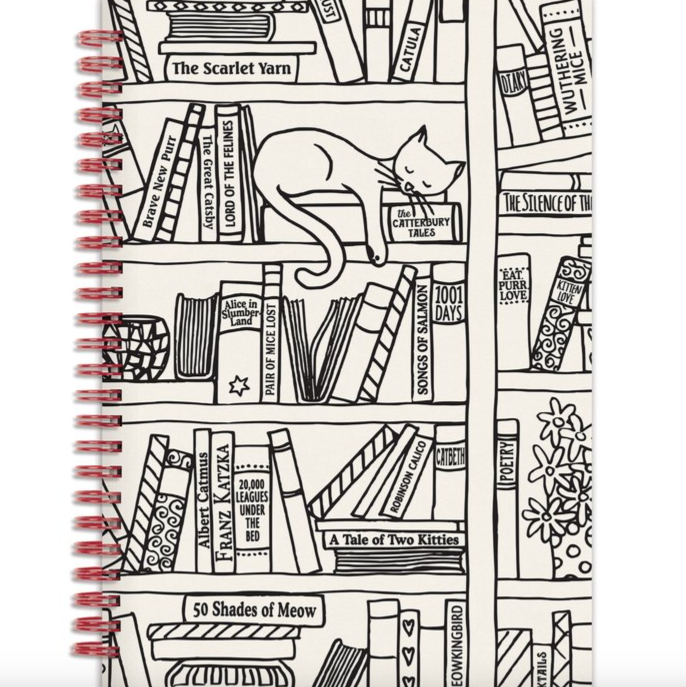 Wired Notebook - Cat on Bookshelf