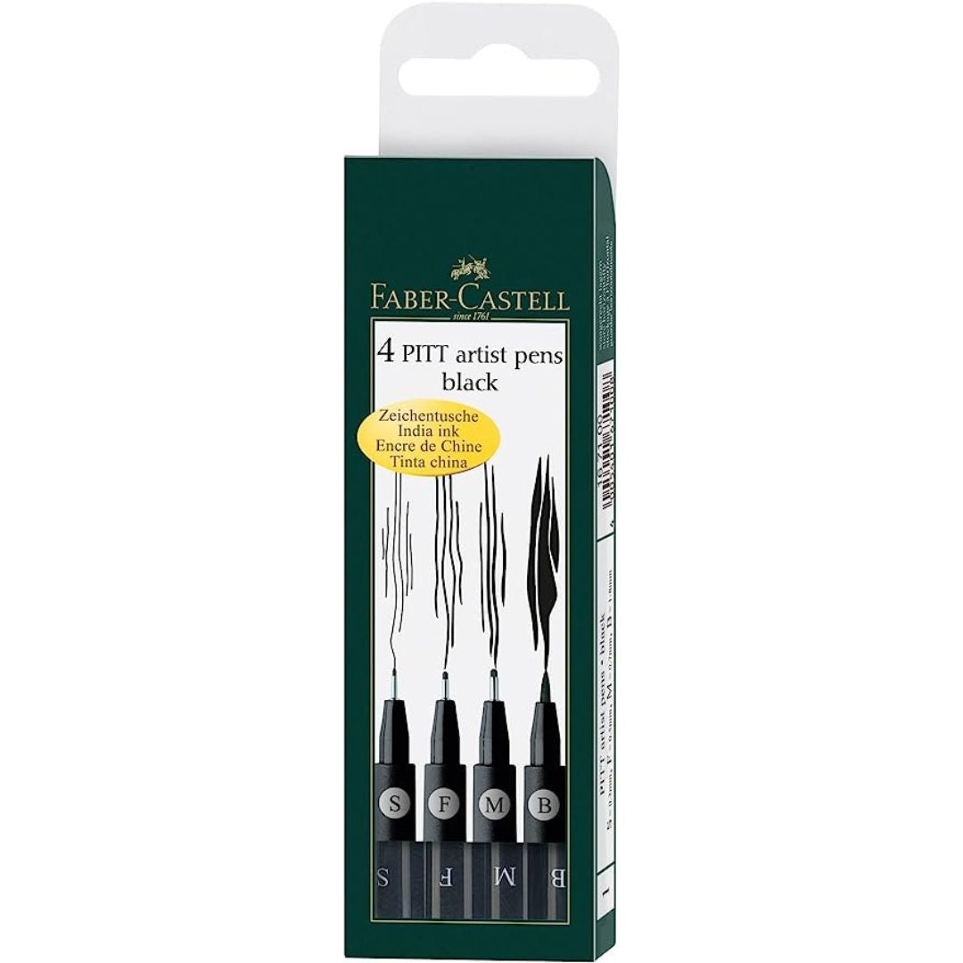 Faber-Castell PITT Artist Pens - Set of 4 Black