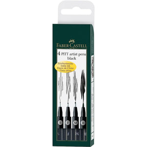 Faber-Castell PITT Artist Pens - Set of 4 Black