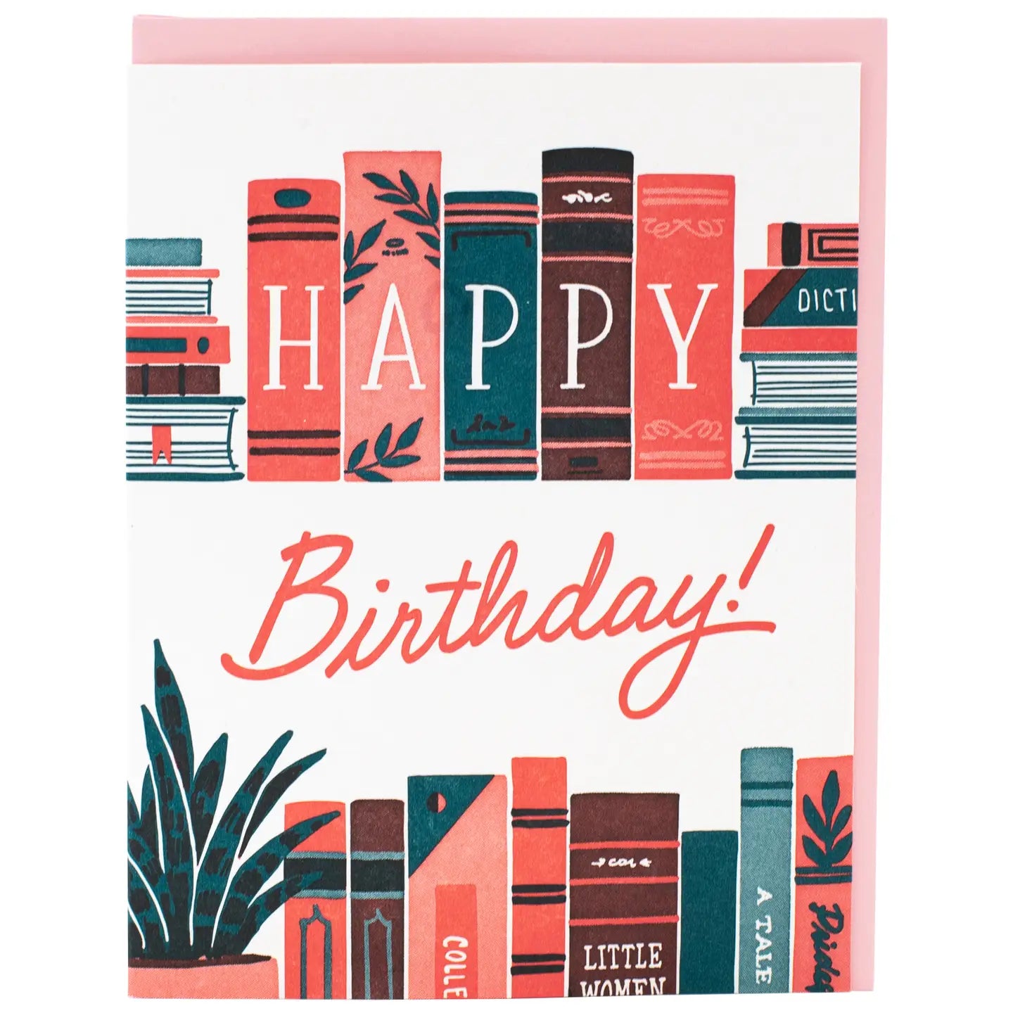 Smudge Ink Greeting Card - Bookshelf Birthday