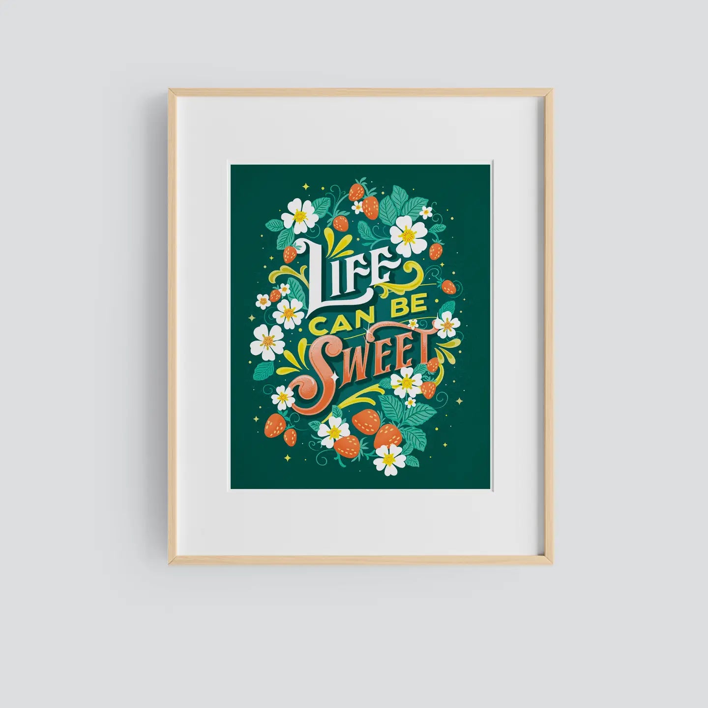 Art Print - Life Can Be Sweet Strawberries 8x10