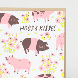 Egg Press Greeting Card - Hogs & Kisses Pigs