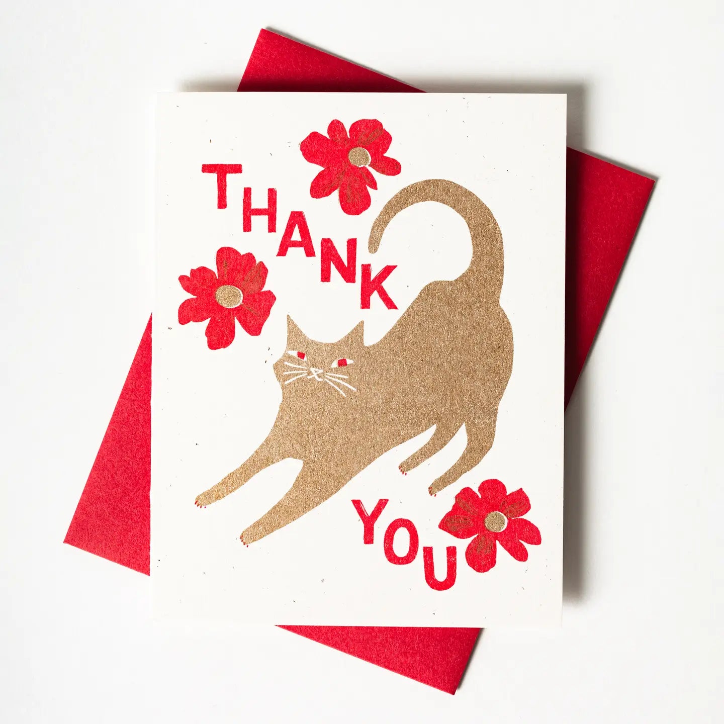 Bromstad Printing Greeting Card - Thank You Cat With Blossoms