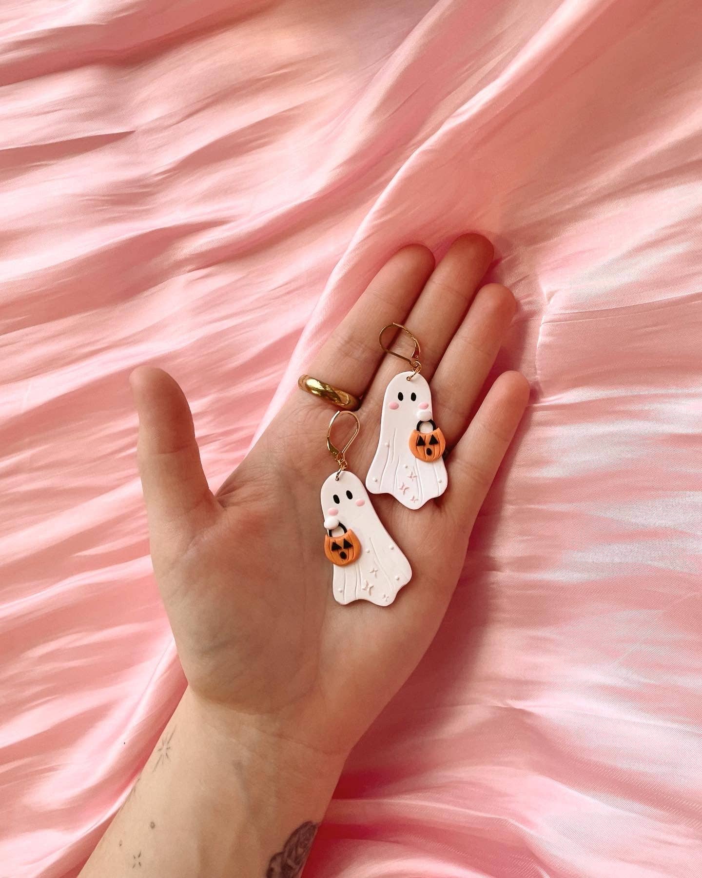 Trick or Treat Ghosts Halloween Earrings | Polymer Clay