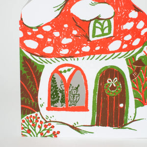 Egg Press Greeting Card - Merry Mushroom House