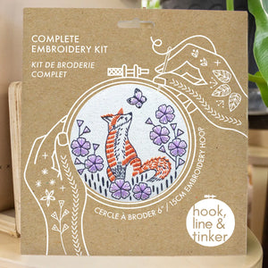 Hook, Line & Tinker Embroidery Kit - Fox In Phlox