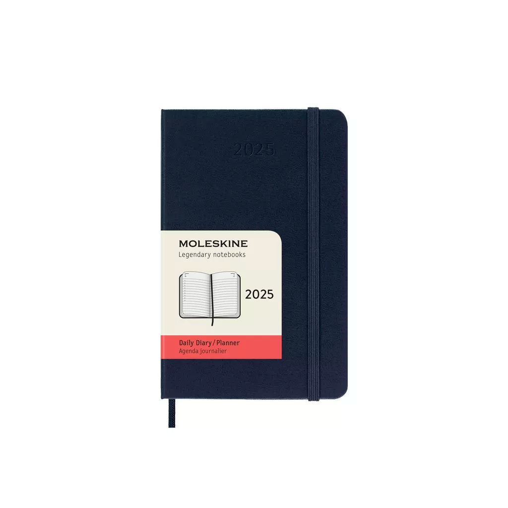 Moleskine 2025 Daily Pocket Planner - Sapphire Blue, Hard Cover