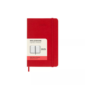 Moleskine 2025 Daily Pocket Planner - Scarlet Red, Hard Cover