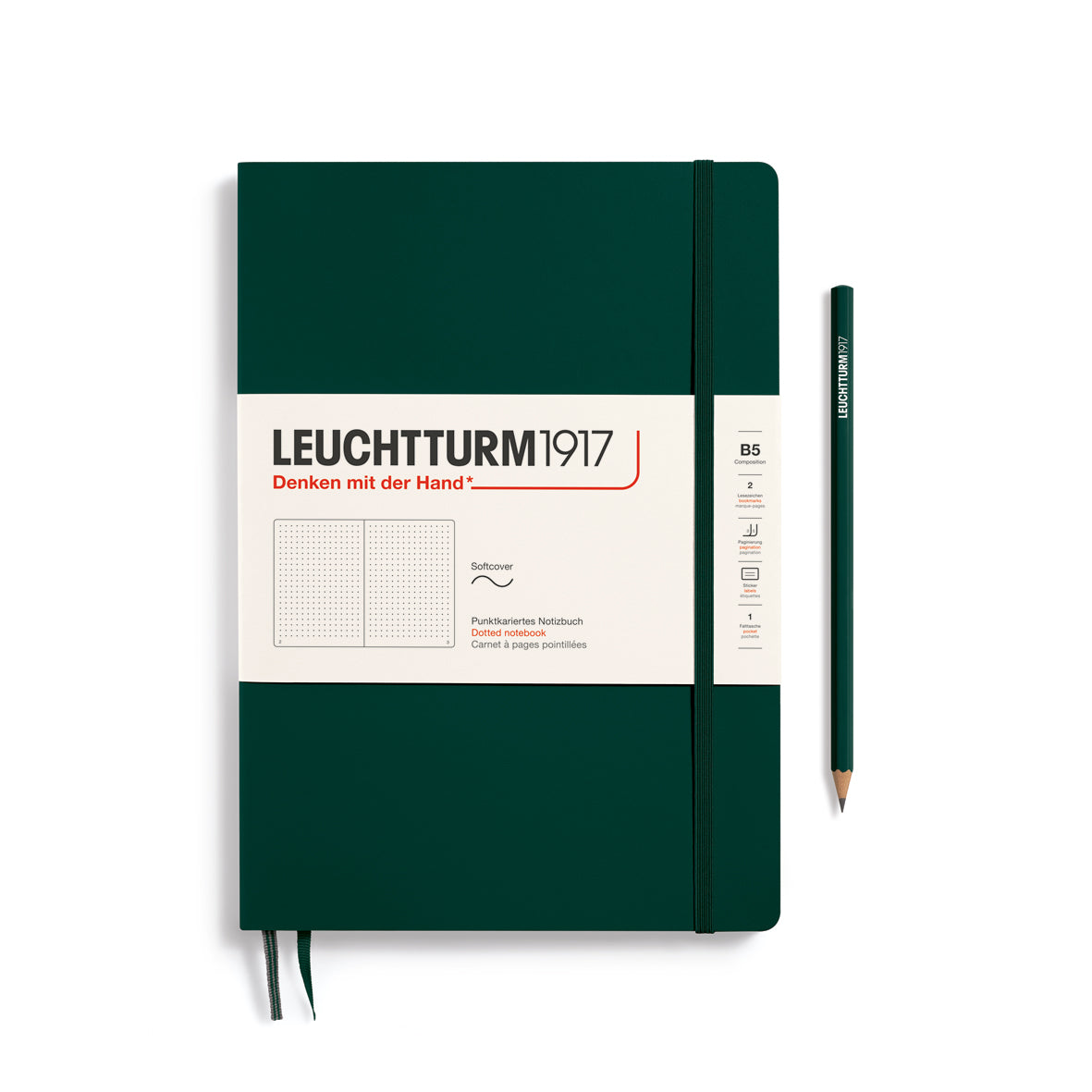 LEUCHTTURM1917 Notebook Composition B5 Softcover - Forest Green, Dotted