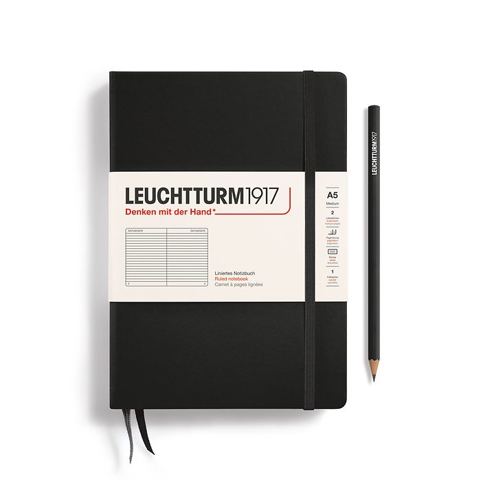 LEUCHTTURM1917 Notebook Medium A5 Hardcover - Black, Lined