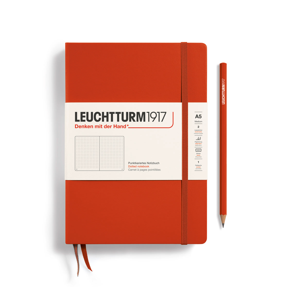 LEUCHTTURM1917 Notebook Medium A5 Hardcover - Fox Red, Dotted