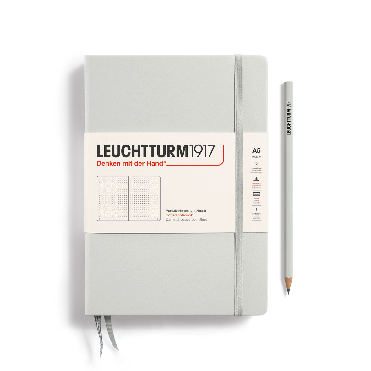 LEUCHTTURM1917 Notebook Medium A5 Hardcover - Light Grey, Dotted