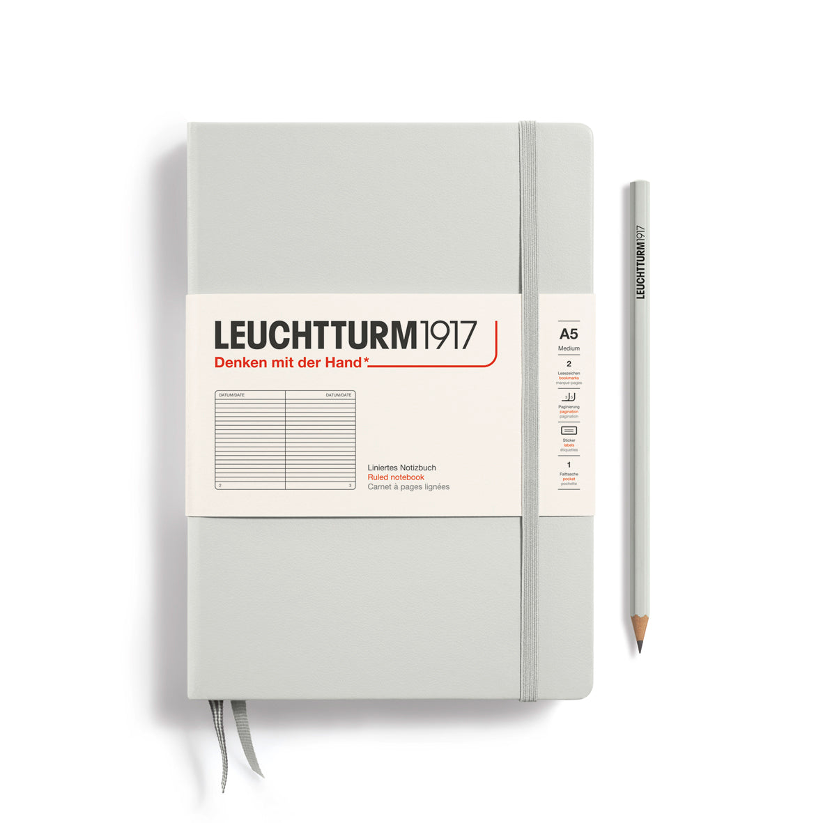 LEUCHTTURM1917 Notebook Medium A5 Hardcover - Light Grey, Ruled