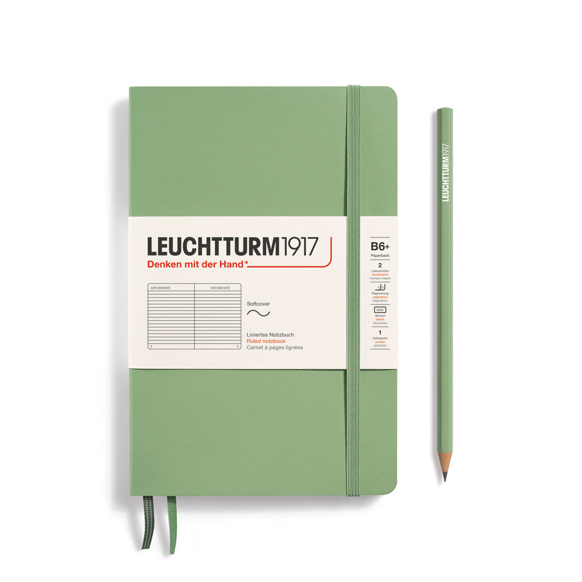 LEUCHTTURM1917 Notebook Paperback B6 Softcover - Sage, Ruled