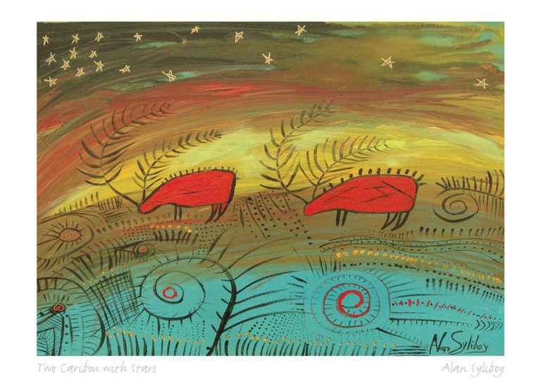 Indigenous Collection Art Card - Two Caribou With Stars