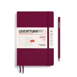 LEUCHTTURM1917 2025 A5 Weekly Planner With Lined Notes - Port Red, Softcover