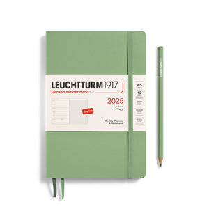 LEUCHTTURM1917 2025 A5 Weekly Planner With Lined Notes - Sage, Softcover