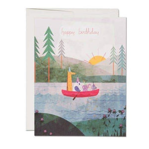 Red Cap Cards Greeting Card - Four Canoe