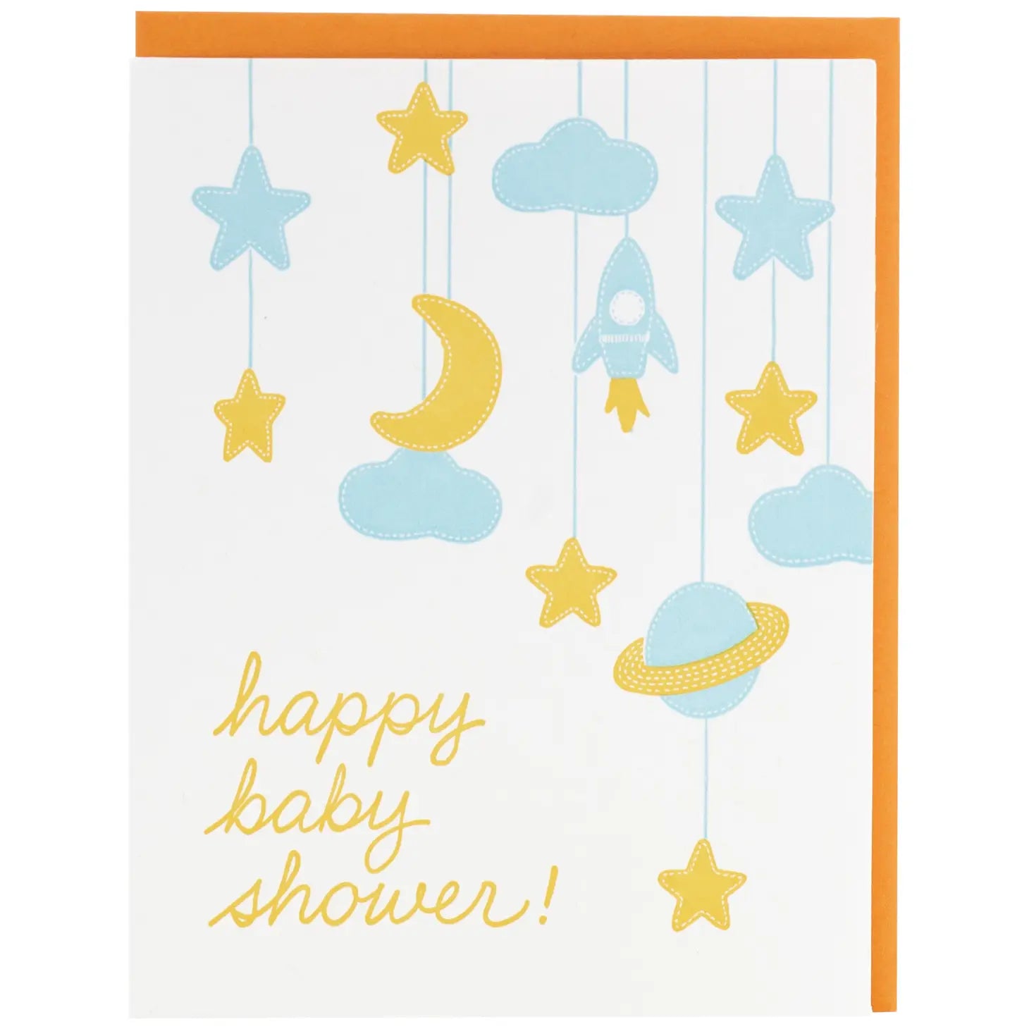 Smudge Ink Greeting Card - Space Mobile