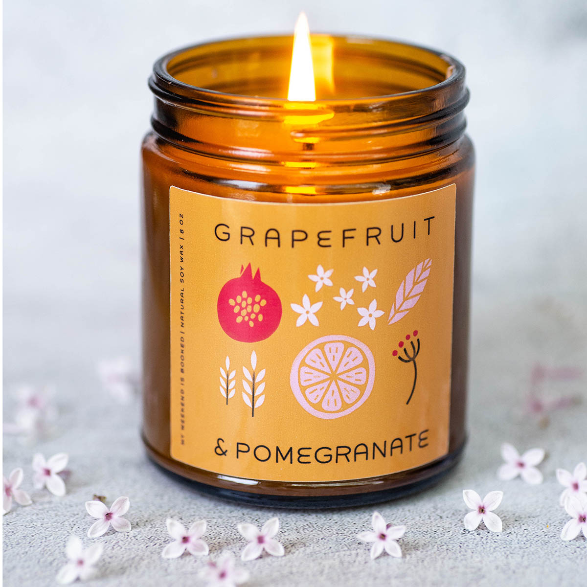 Soy Candle - Grapefruit and Pomegranate Amber Jar