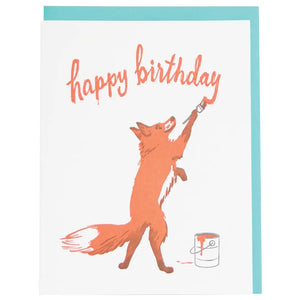 Smudge Ink Greeting Card - Fox Painter Birthday